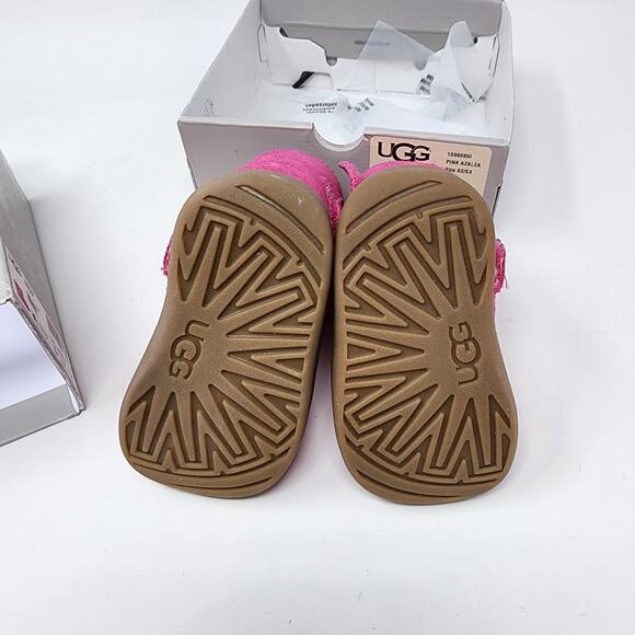 UGG Australia Boots Toddler 02/03 6-12 Months Keelan Pink Azalea Suede Sheepskin - Picture 6 of 11